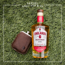 Load image into Gallery viewer, The Official Whisky of England Hip Flask GIft pack containing 200ml of England's No.6 Rum Cask and 6oz / 170ml Flask. A perfect gift for the rugby and whisky fan in your life. Image shown is of the hip flask with the 700ml bottle, which is different to the bottle in the gift pack.