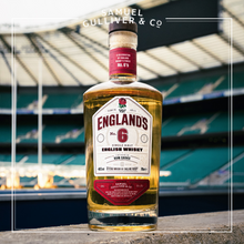 Load image into Gallery viewer, England&#39;s No.6 Rum Cask Single Malt English Whisky - The Official Whisky of England Rugby. A full bottle seen from the coaches box at Twickenham, standing proud in celebration of the best No.6&#39;s England has ever seen.
